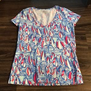 Lilly Pulitzer Michele v neck top red right return